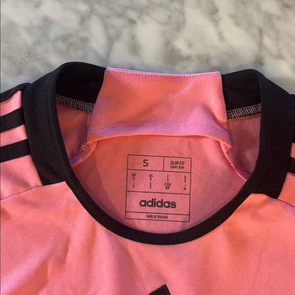 Adidas Neon Pink inter Miami Soccer Jersey with Black Details